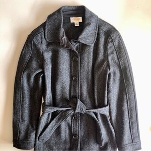 Talbots Petites Wool Belted Herringbone Coat Jacket Belt Size 6